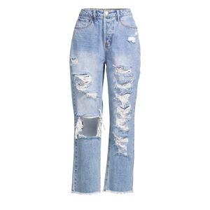 Vanilla Star NWT Jr's Light Wash Relaxed Fit High Rise Cropped Distress Jean 871